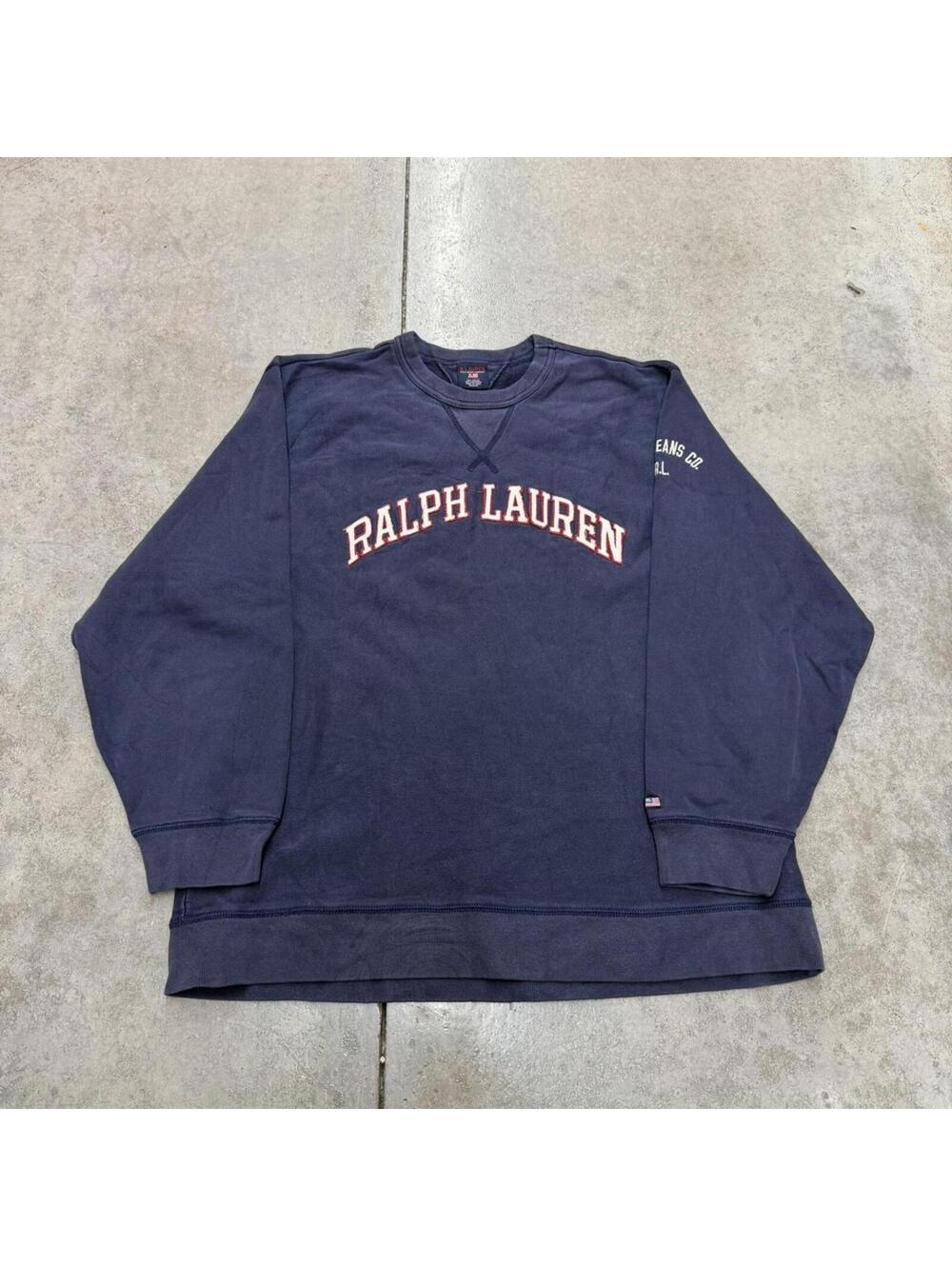 vintage ralph lauren polo jeans company navy spell out crewneck size xl